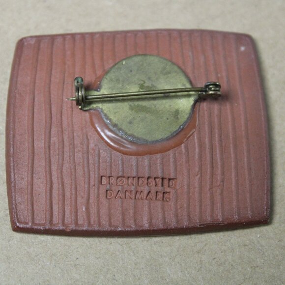 Vintage Bronsted Danmark/Denmark Modernist Ceramic Brooch Clip Earrings Set - Picture 3 of 6